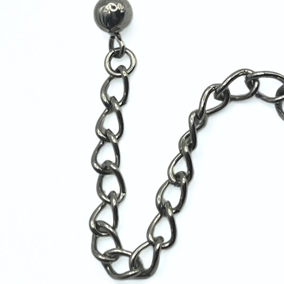 Handcrafted Rhinestone Shiny Silver Chain Swarovski Black Crystal Necklace Luxe - Picture 4 of 10